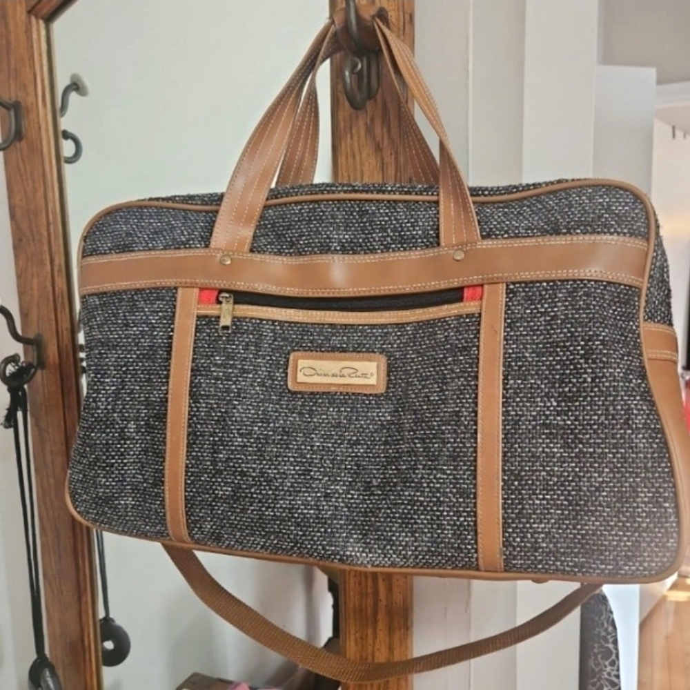 OSCAR The origina lclassic tweed vtg Travel carry-on clean collectible Vrare